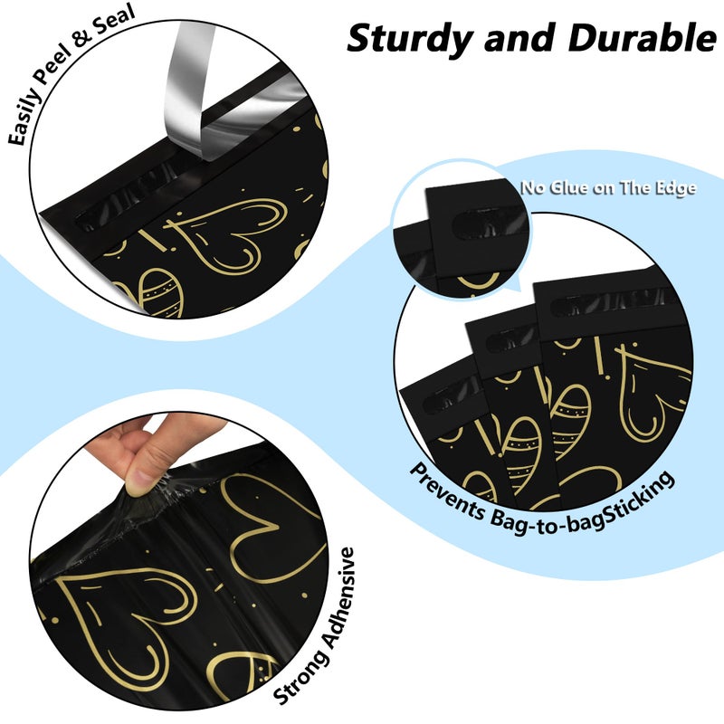 Vapulcio Poly Mailers 10x13 Inch 25 Pcs, Heart printed Thank You Shipping Bags with 2.4mil Thickness, Waterproof Mailing Envelopes, Strong Self-sealing Adhesive Poly Bags for Shipping - Image 3